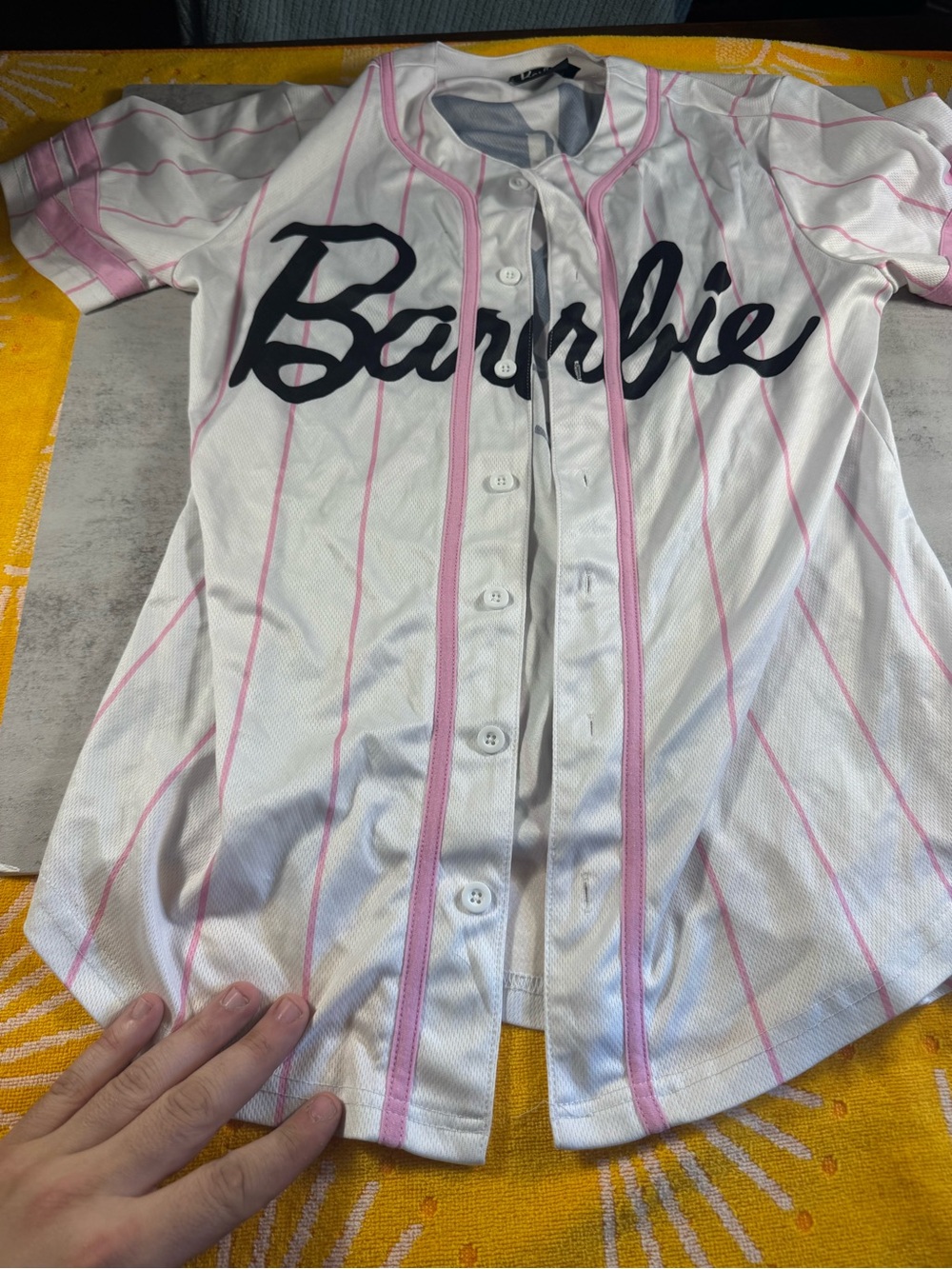Barbie White & Pink Pinstripe Baseball Jersey